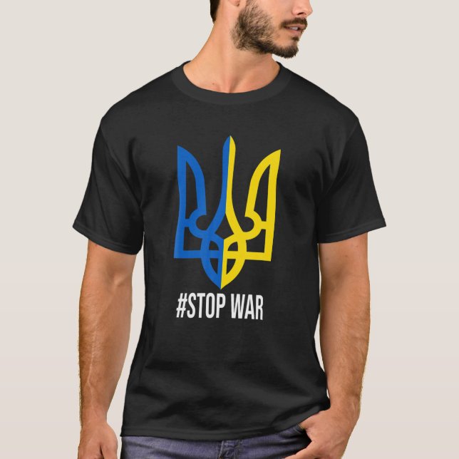 I Stand With Ukraine Flag Support Ukraine Ukrainia T-Shirt (Front)