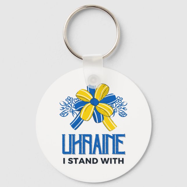 I stand with Ukraine Flag - Support Ukrainians Key Ring (Front)