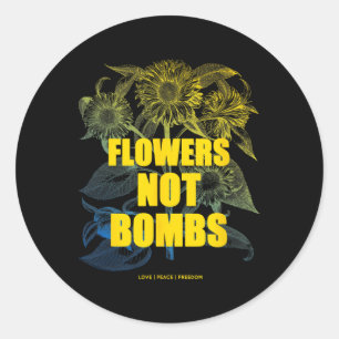 I Stand With Ukraine Flowers Not Bombs Peace Ukrai Classic Round Sticker