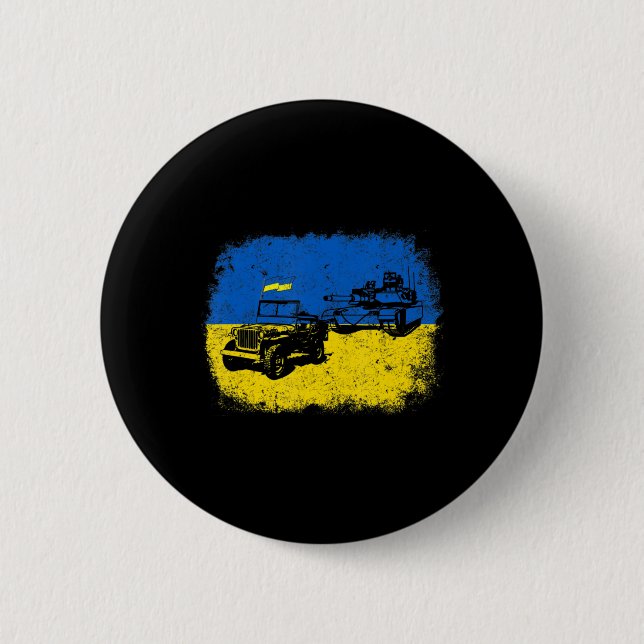 I Stand With Ukraine Fun Ukrainian Farmer Steals T 6 Cm Round Badge (Front)