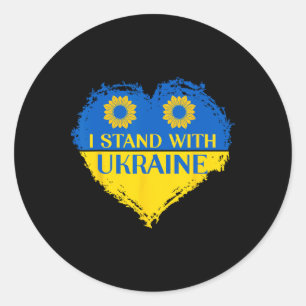 I Stand With Ukraine Heart Flag Support Sunflowers Classic Round Sticker