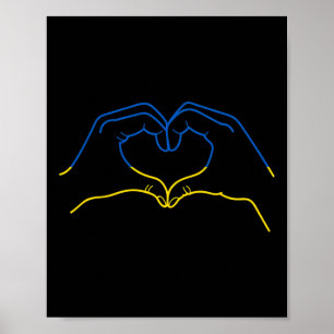 I Stand With Ukraine Heart Hand In Colors Of Ukrai Poster