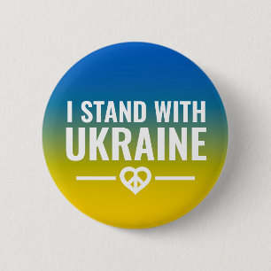 I Stand with Ukraine Heart Peace Sign Button