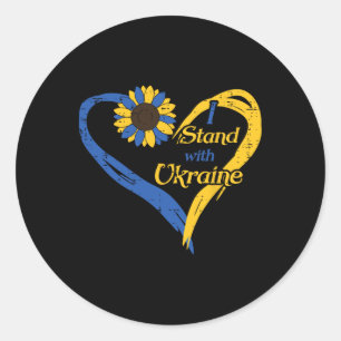 I Stand With Ukraine Heart Sunflower Ukrainian Wom Classic Round Sticker