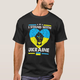 I Stand With Ukraine Heart Ukrainian Flag Supporti T-Shirt