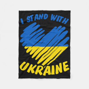 I Stand With Ukraine I Ukrainian Flag Blue Yellow Fleece Blanket