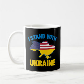 I Stand With Ukraine Map American Flag Us Support  Coffee Mug
