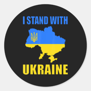 I Stand With Ukraine Map And Ukrainian Flag  Classic Round Sticker
