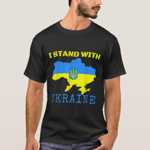I Stand With Ukraine Map End Ukrainian Flag Stop W T-Shirt