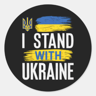 I Stand With Ukraine Patriotic Ukrainian Flag Supp Classic Round Sticker