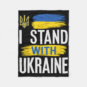 I Stand With Ukraine Patriotic Ukrainian Flag Supp Fleece Blanket
