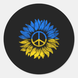 I Stand With Ukraine Peace Sunflower Ukraine Suppo Classic Round Sticker
