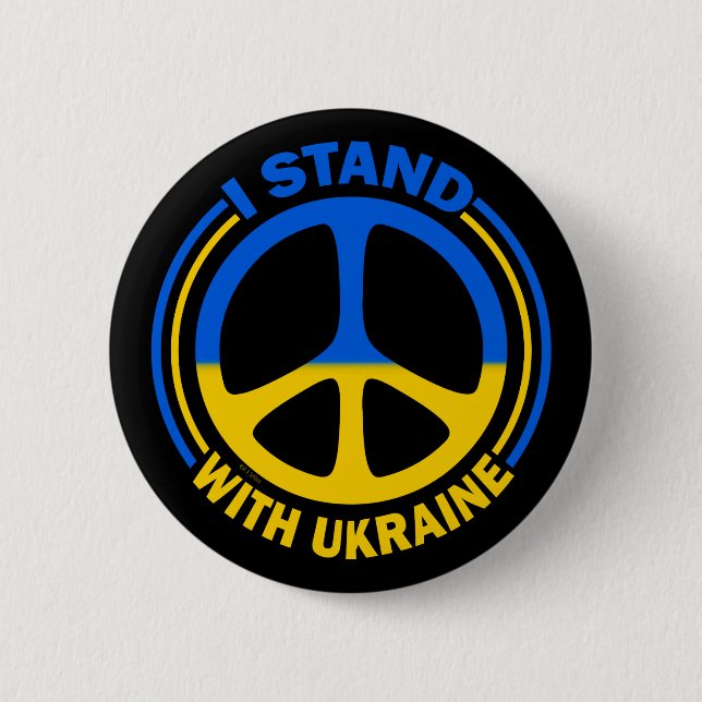 I Stand With Ukraine Peace Symbol 6 Cm Round Badge (Front)