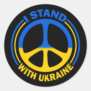 I Stand With Ukraine Peace Symbol Classic Round Sticker