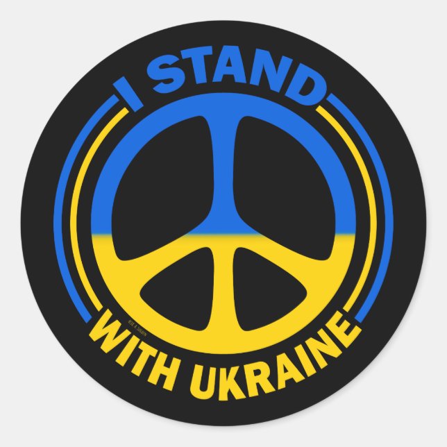 I Stand With Ukraine Peace Symbol Classic Round Sticker (Front)