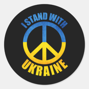I Stand With Ukraine Peace Symbol  Classic Round Sticker