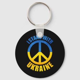 I Stand With Ukraine Peace Symbol  Key Ring