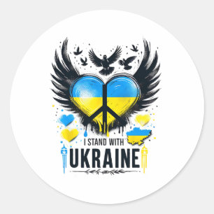 I Stand With Ukraine Peace Ukrainian Flag Vintage  Classic Round Sticker