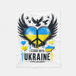I Stand With Ukraine Peace Ukrainian Flag Vintage Fleece Blanket