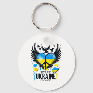 I Stand With Ukraine Peace Ukrainian Flag Vintage Key Ring