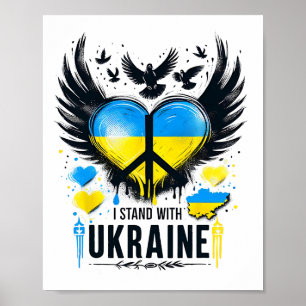 I Stand With Ukraine Peace Ukrainian Flag Vintage Poster