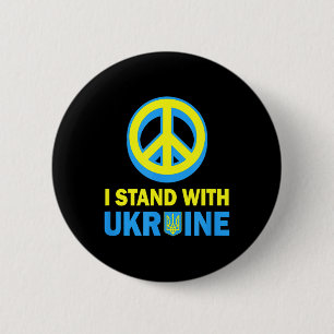 I Stand With Ukraine Shirt Ukrainian Flag No War I 6 Cm Round Badge