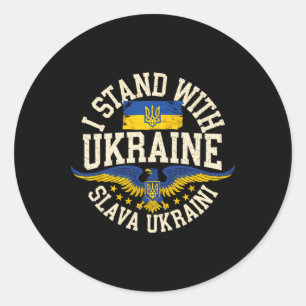 I Stand With Ukraine Slava Ukraini Glory To Ukrain Classic Round Sticker