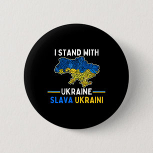 I Stand With Ukraine Slava Ukraini Support Freedom 6 Cm Round Badge
