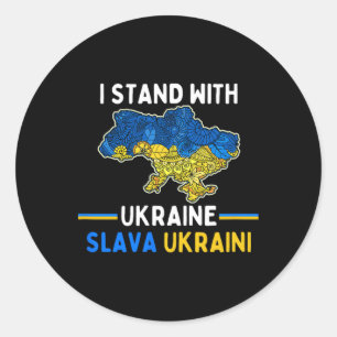 I Stand With Ukraine Slava Ukraini Support Freedom Classic Round Sticker