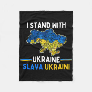 I Stand With Ukraine Slava Ukraini Support Freedom Fleece Blanket