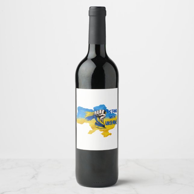 I stand with Ukraine slogan   Wine Label (Front)
