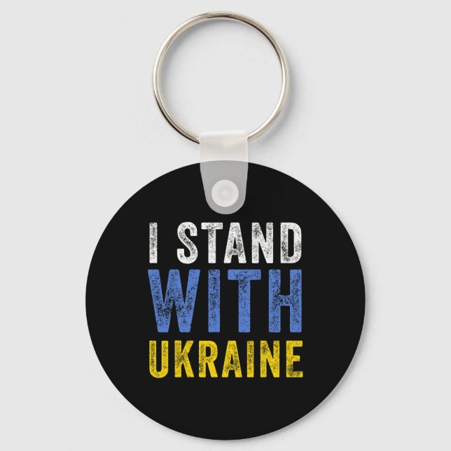 I Stand With Ukraine Stop Putin Stop War Support U Key Ring (Front)