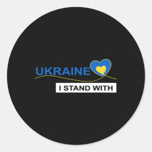 I Stand With Ukraine Stop War Protest Ukraine Flag Classic Round Sticker