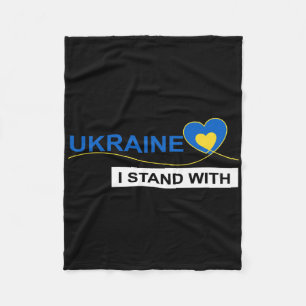 I Stand With Ukraine Stop War Protest Ukraine Flag Fleece Blanket