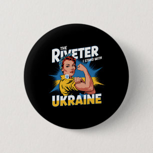 I Stand With Ukraine Strong Women Girls  6 Cm Round Badge