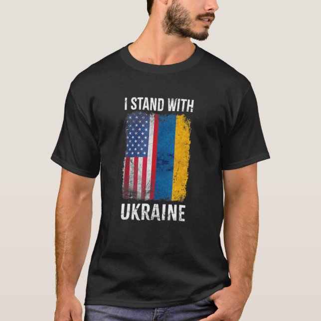 I Stand With Ukraine Su Pport UKRAINE Ukrainian Am T-Shirt (Front)