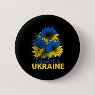 I Stand With Ukraine  Sunflower Flag Peace Free Uk 6 Cm Round Badge