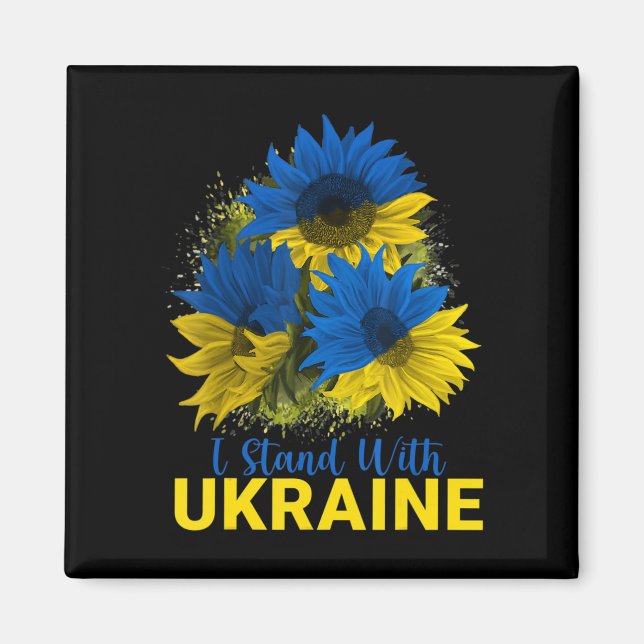 I Stand With Ukraine  Sunflower Flag Peace Free Uk Magnet (Front)