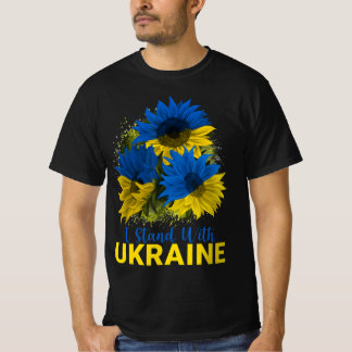 I Stand With Ukraine  Sunflower Flag Peace Free Uk T-Shirt