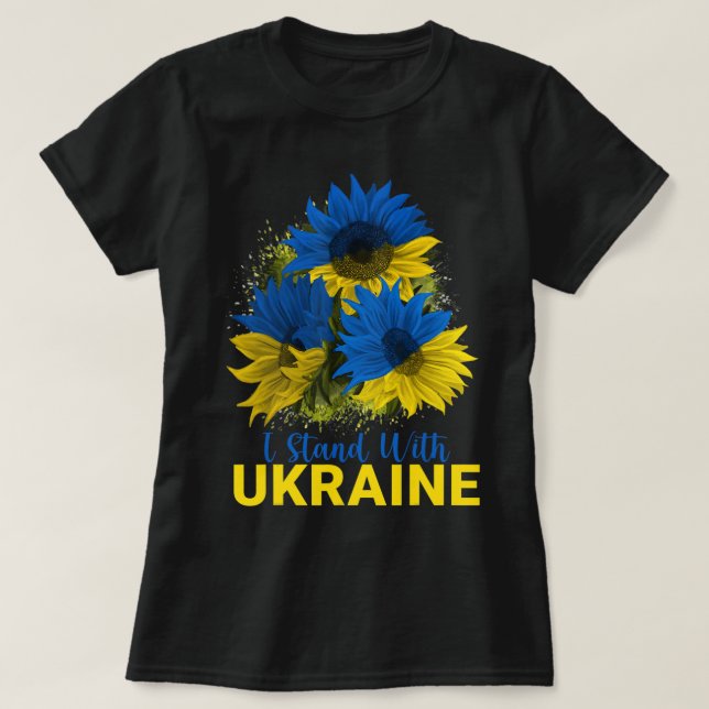 I Stand With Ukraine  Sunflower Flag Peace Free Uk T-Shirt (Design Front)