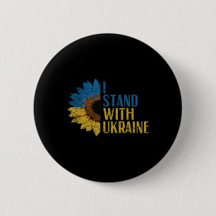 I Stand With Ukraine Sunflower Support Women Girls 6 Cm Round Badge