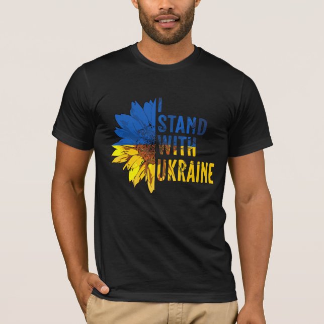 I stand with Ukraine. Sunflower symbol of Peace.  T-Shirt (Front)