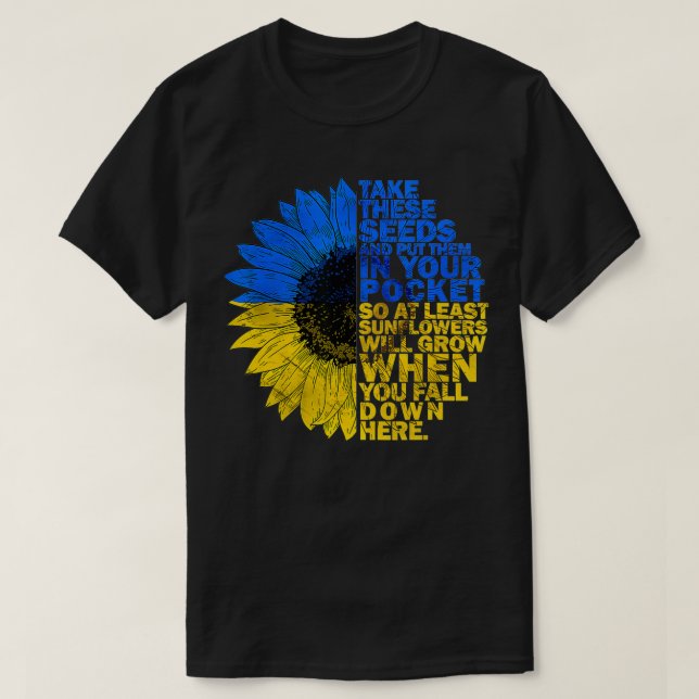 I Stand With Ukraine Sunflower Ukraine Flag Suppor T-Shirt (Design Front)