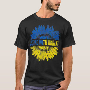 I Stand With Ukraine Sunflower Ukrainian Flag Prem T-Shirt