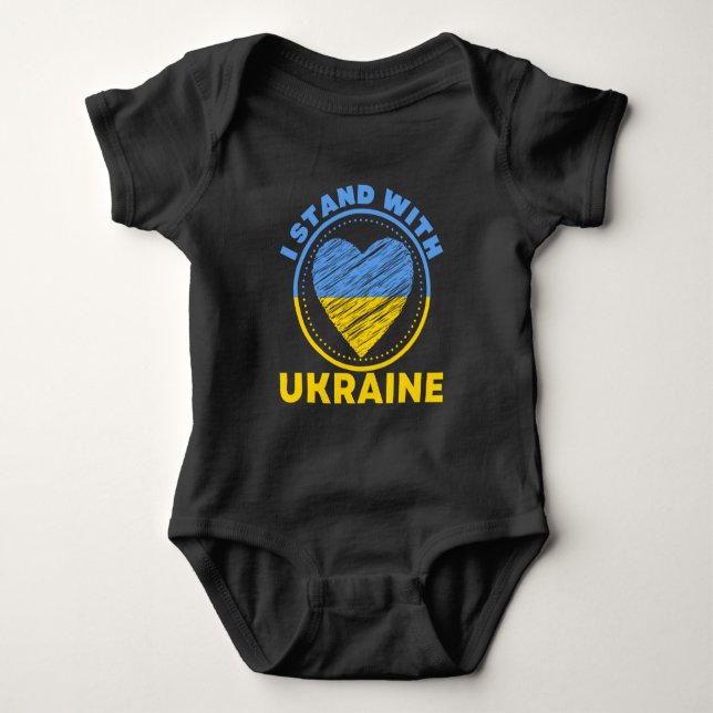 I STAND WITH UKRAINE - SUPPORT BABY BODYSUIT (Front)