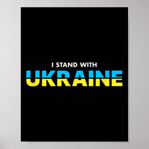 I Stand With Ukraine Support Quote Ukrainian Flag Poster