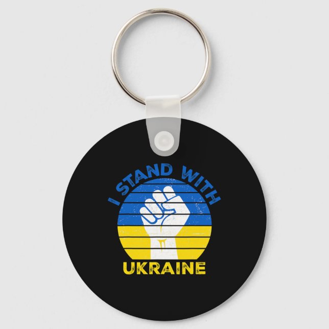 I Stand With Ukraine - Support Ukraine - Pray For  Key Ring (Front)