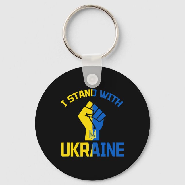 I Stand With Ukraine - Support Ukraine - Pray For  Key Ring (Front)