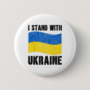 I Stand With Ukraine Support Ukraine Ukrainian Fla 6 Cm Round Badge
