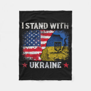 I Stand With Ukraine Support Ukraine Ukrainian Fla Fleece Blanket